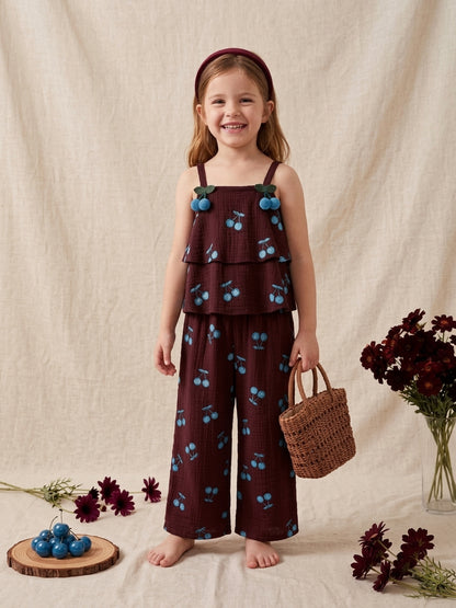 Brown Blue Cherry 2-Piece Set