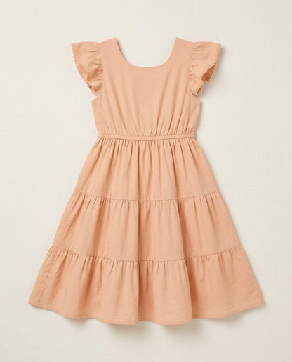Peach Ruffled Tiered Dress