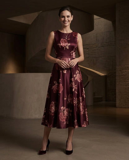 Deep Wine Cowl-Neck Midi Dress