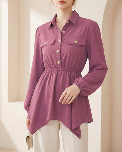Mauve Pink Peplum Top