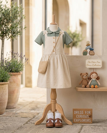Ecru Denim Pinafore Dress