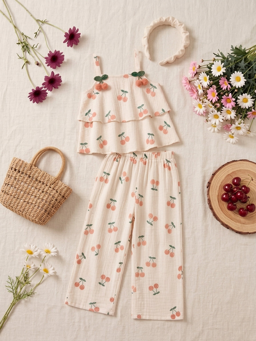 Coral Peach Cherry 2-Piece Set