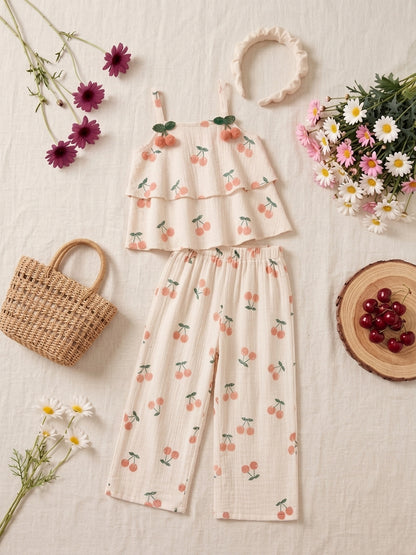 Coral Peach Cherry 2-Piece Set