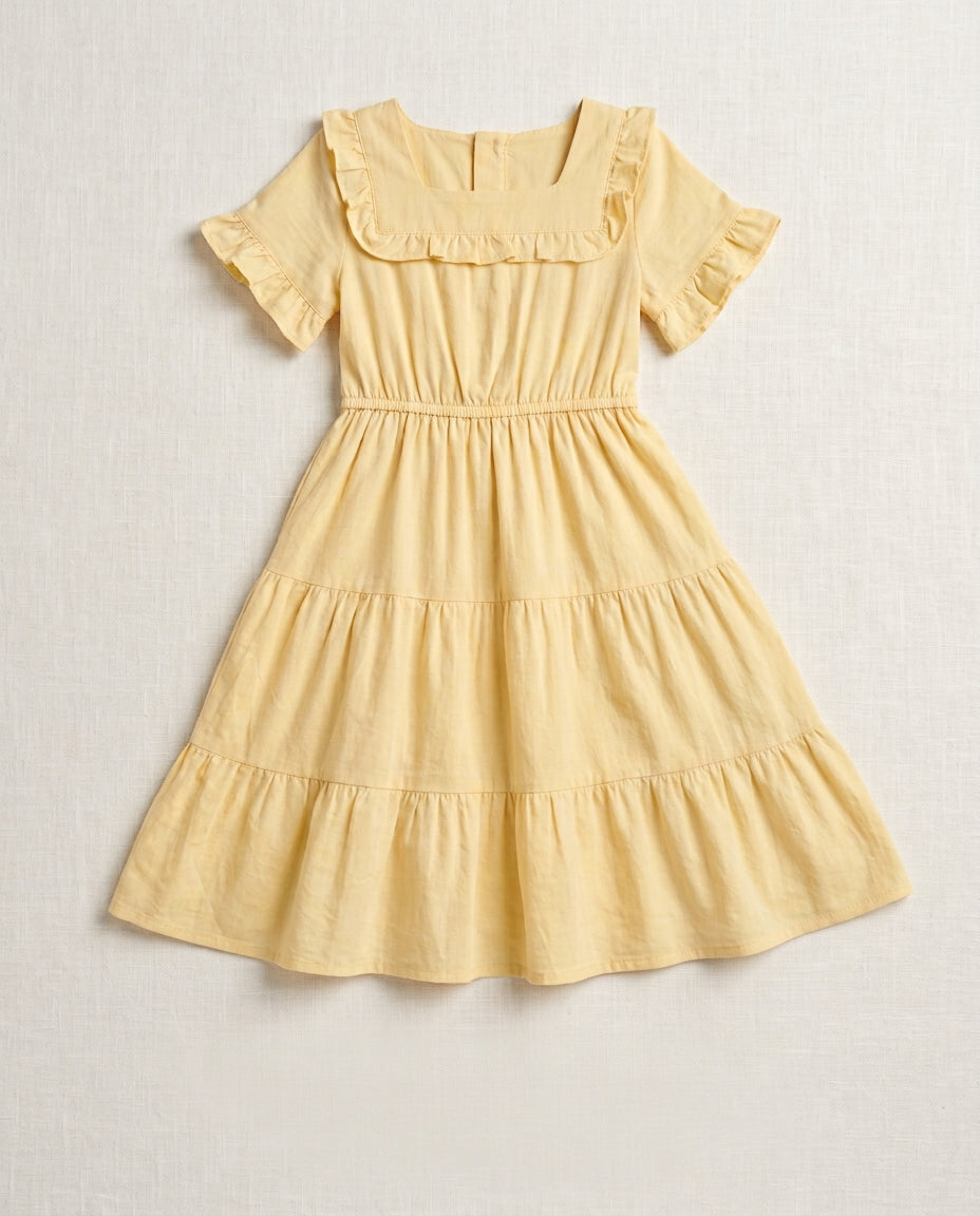 Yellow Ruffled Tiered Dress