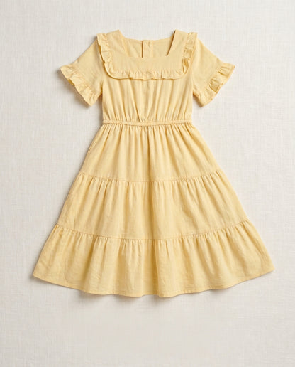 Yellow Ruffled Tiered Dress