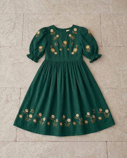 Forest Green Embroidered Dress