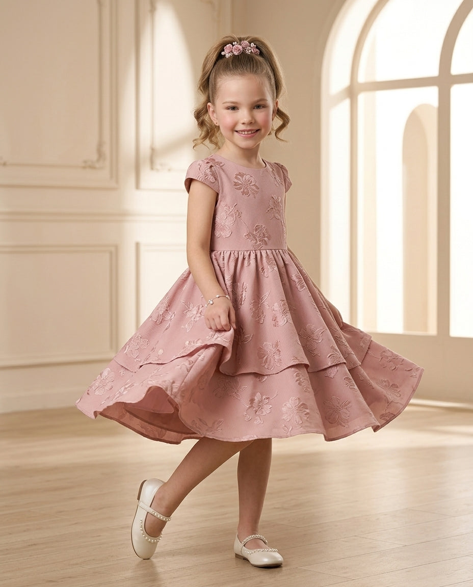 Dusty Rose Floral Party Dress