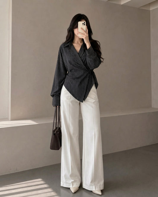 Black Pinstripe Wrap Set