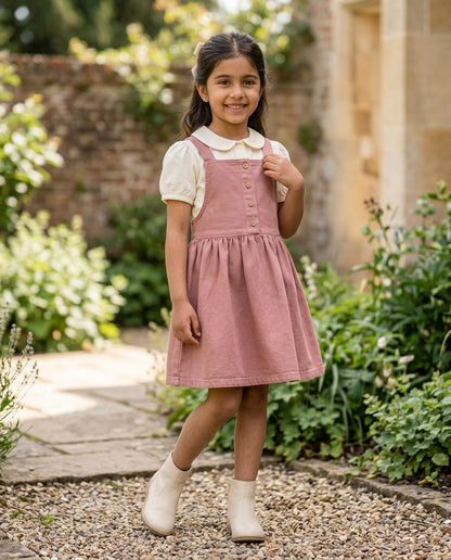 Rose Denim Pinafore Dress