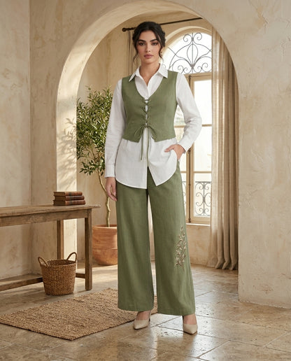 Sage Green Lace-Up Co-ord Set