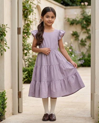 Lavender Ruffled Tiered Dress