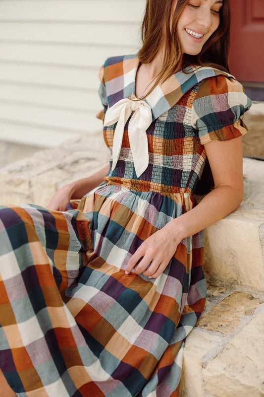 Autumn Plaid Smocked Dress