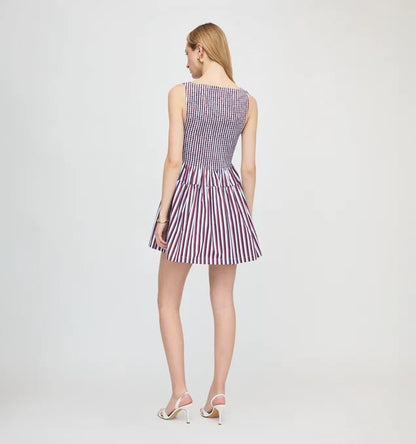 Striped Smocked Mini Dress
