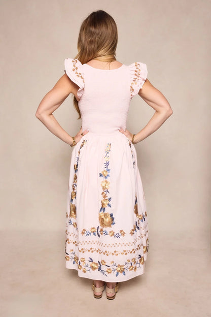 Blush Flutter-Sleeve Dress
