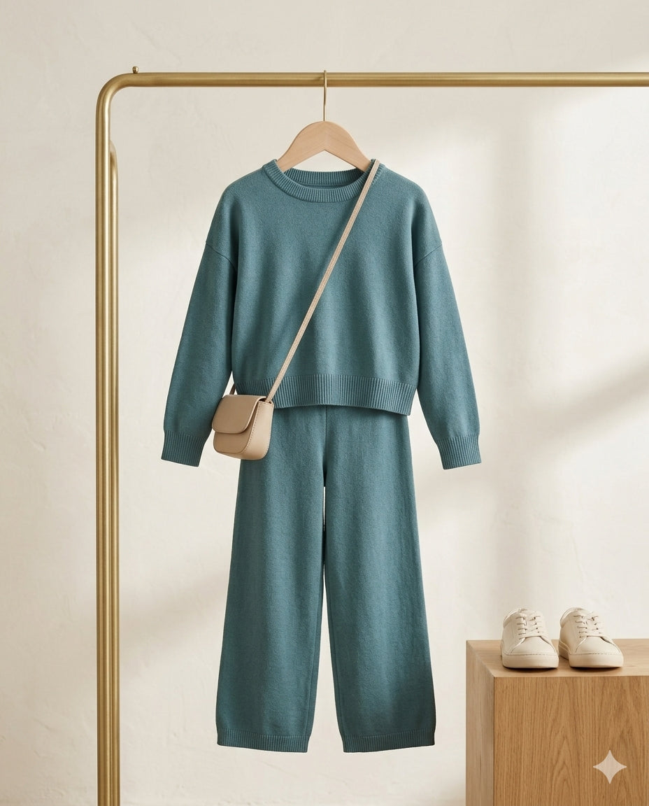 Dusty Teal Knit Co-ord Set
