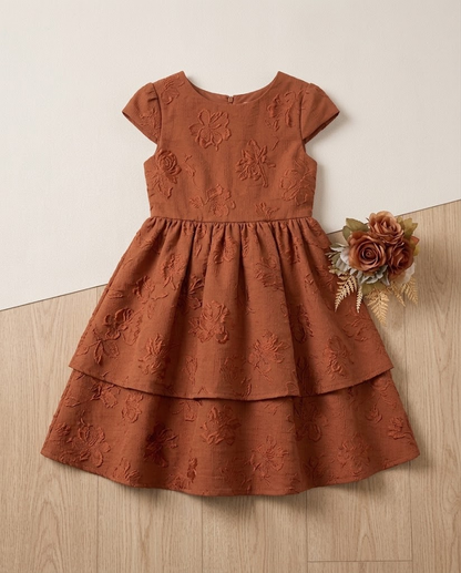 Terracotta Floral Party Dress