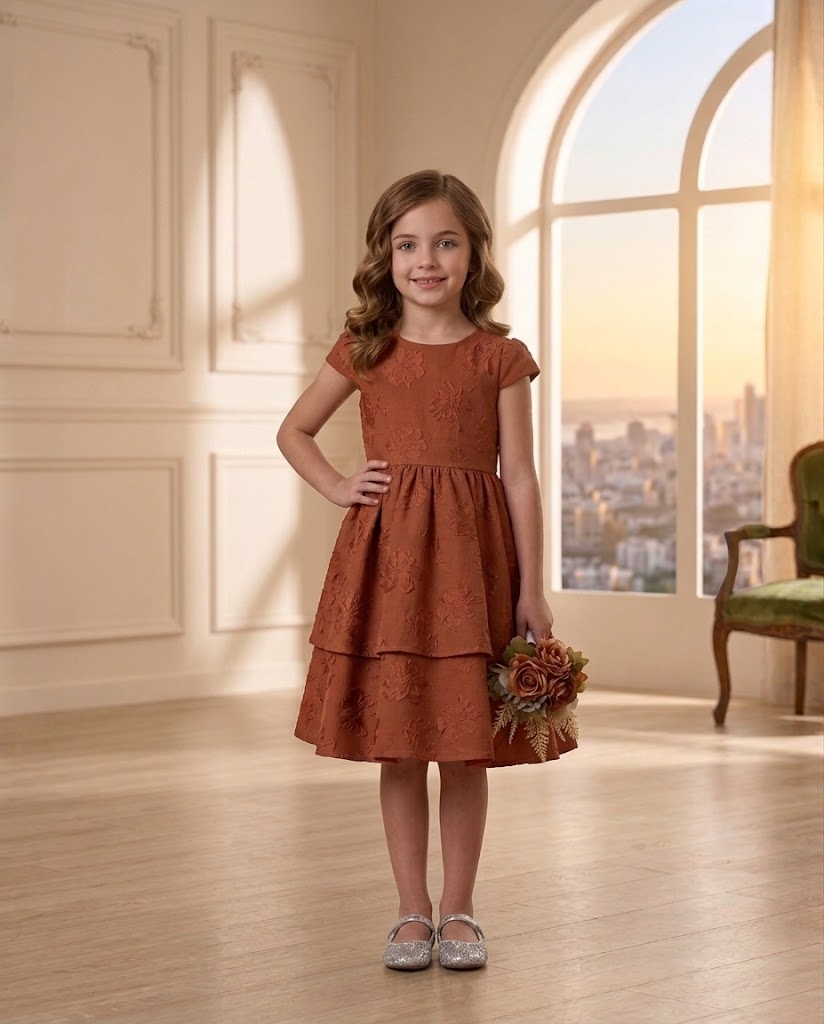 Terracotta Floral Party Dress