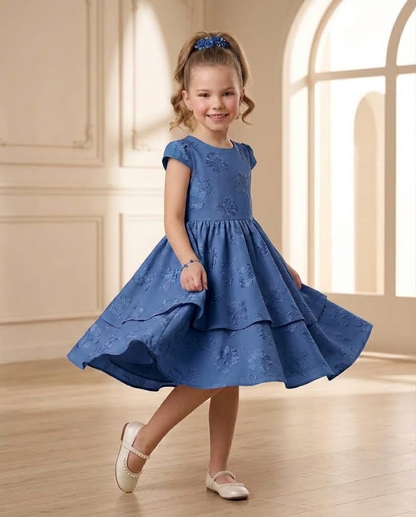 Cornflower Blue Floral Party Dress