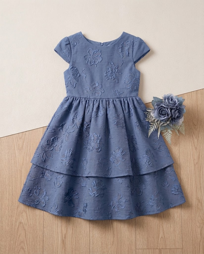 Cornflower Blue Floral Party Dress